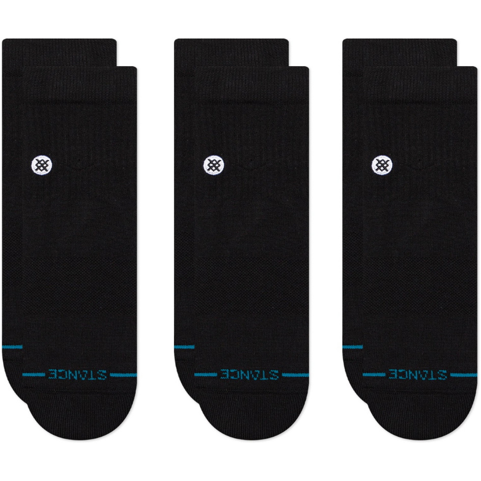 2026 Stance Unisex Icon Quarter 3 Pack Socks A356A21IQP - Black